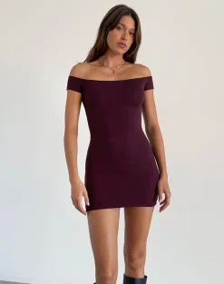 Motel Rocks Basics | Day Dresses-Ciya Mini Dress in Thick Rib Oxblood
