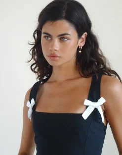 Motel Rocks Day Dresses | Party Dresses-Clesiel Midi Dress in Tap Shoe with Off White Bows