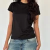 Motel Rocks Tees-Clio Baggy Tee in Black Tissue Jersey