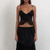 Motel Rocks Crop Tops | Lace Tops-Cojira Lace Butterfly Top in Black
