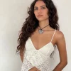 Motel Rocks Co-Ords | Strappy Tops-Cojira Lace Butterfly Top in Ivory
