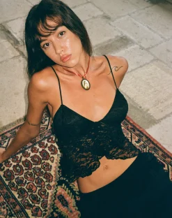 Motel Rocks Crop Tops | Lace Tops-Cojira Lace Butterfly Top in Black