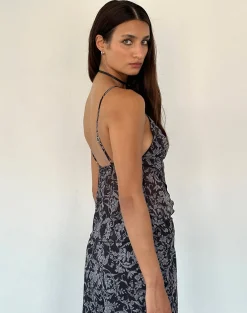 Motel Rocks Printed Tops | Strappy Tops-Cojira Mesh Butterfly Top in Black Baroque Print BlackBaroquePrint