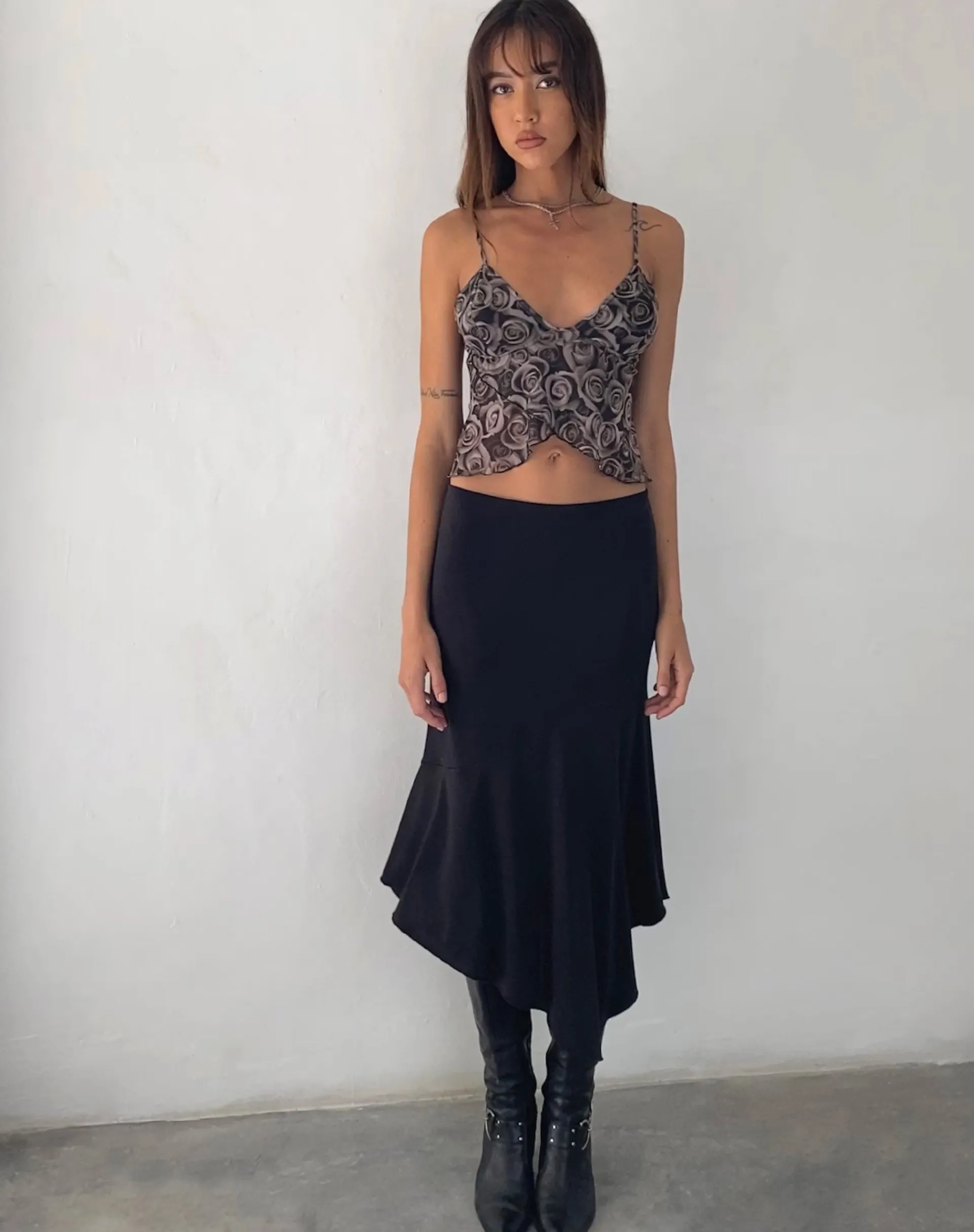 Motel Rocks Vest Tops | Printed Tops-Cojira Mesh Butterfly Top in Autumn Rose Print autumnroseprint