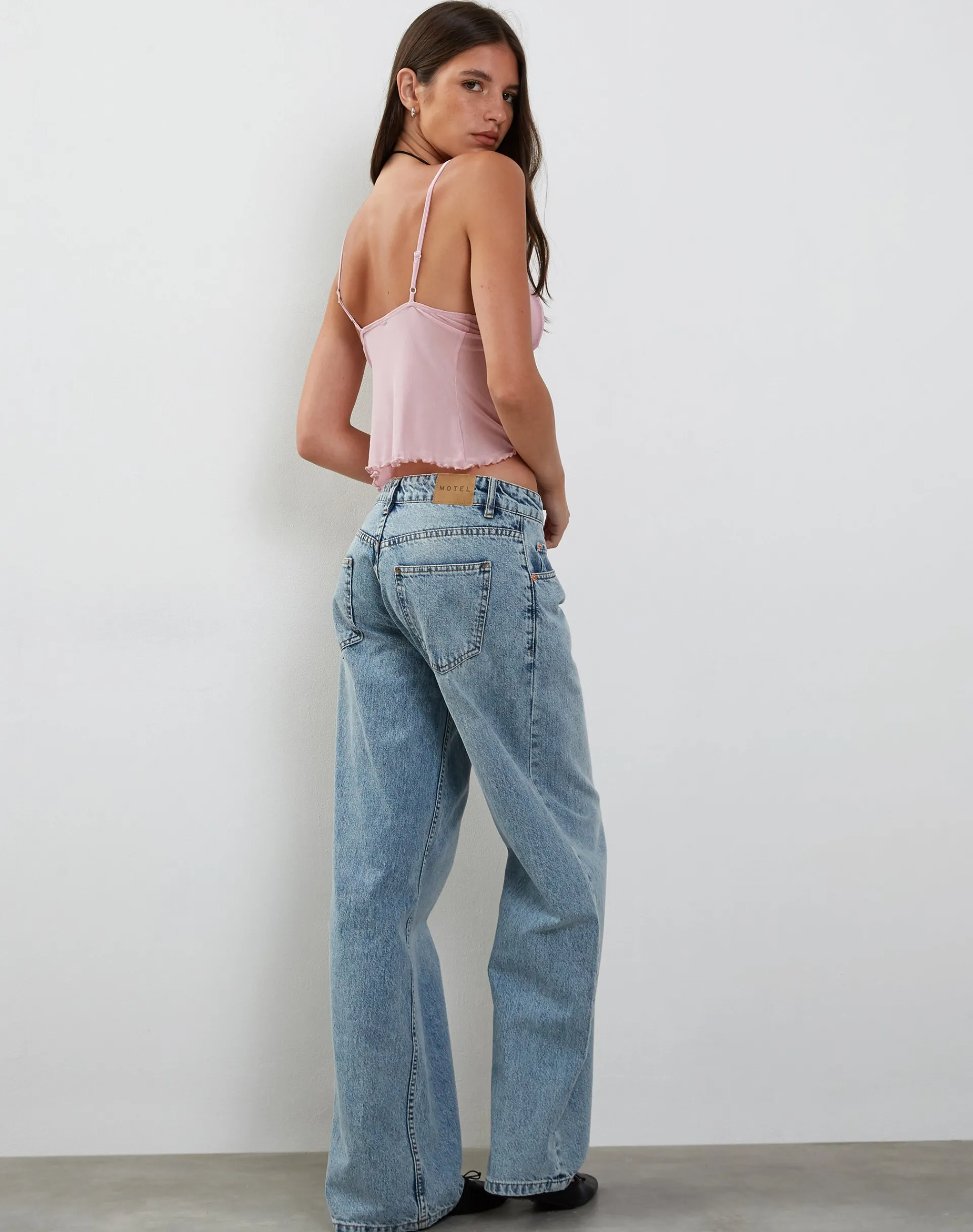 Motel Rocks Strappy Tops-Cojira Mesh Butterfly Top in Baby Pink babypink