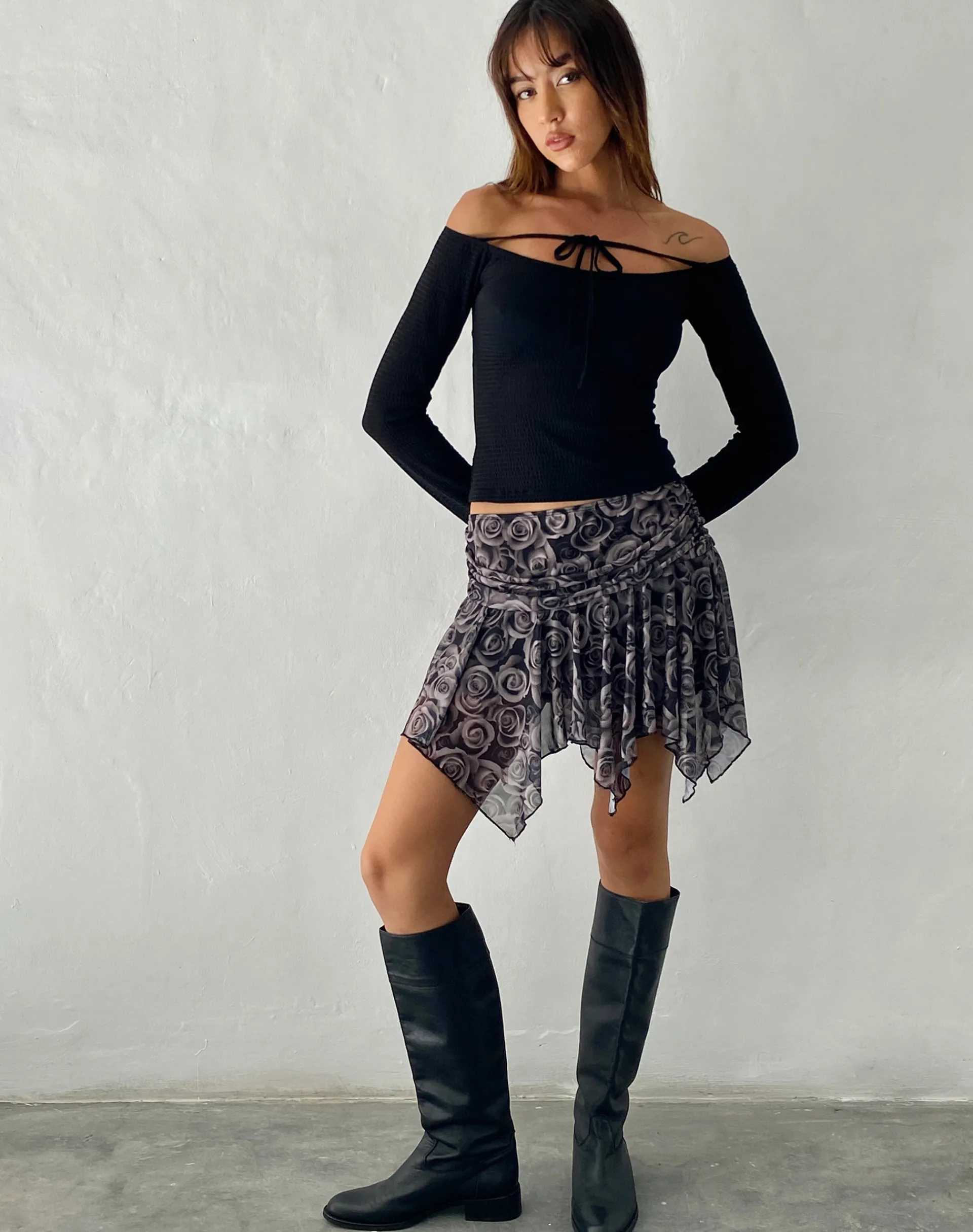 Motel Rocks Printed Skirts-Cordelia Mini Skirt in Autumn Rose Print AutumnRosePrint