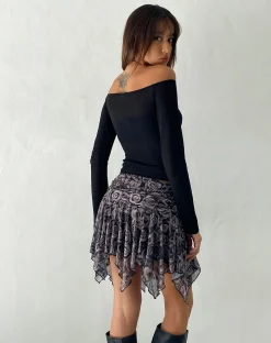 Motel Rocks Printed Skirts-Cordelia Mini Skirt in Autumn Rose Print AutumnRosePrint