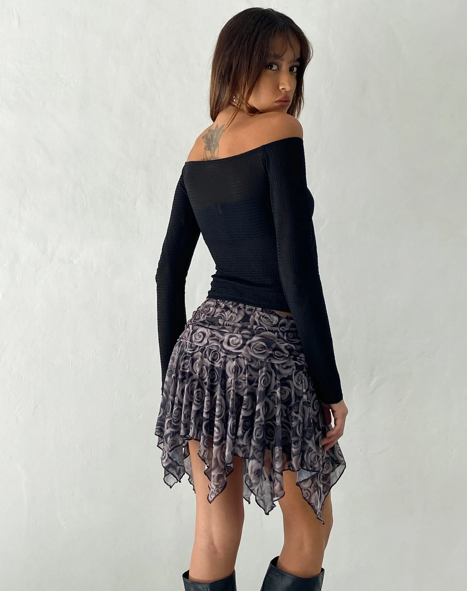 Motel Rocks Printed Skirts-Cordelia Mini Skirt in Autumn Rose Print AutumnRosePrint