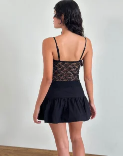 Motel Rocks Strappy Tops | Lace Tops-Cornelia Top in Mari Lace Black