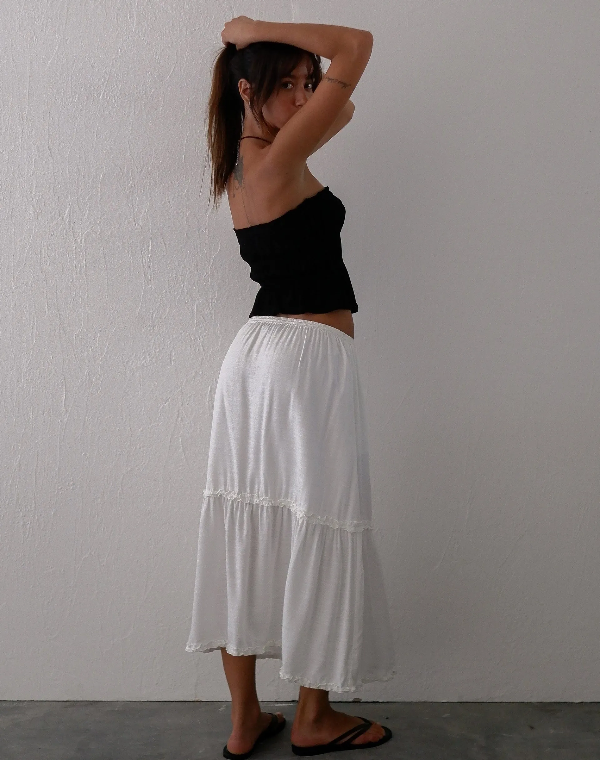 Motel Rocks Bandeau Tops-Cove Bandeau Top in Crinkle Black