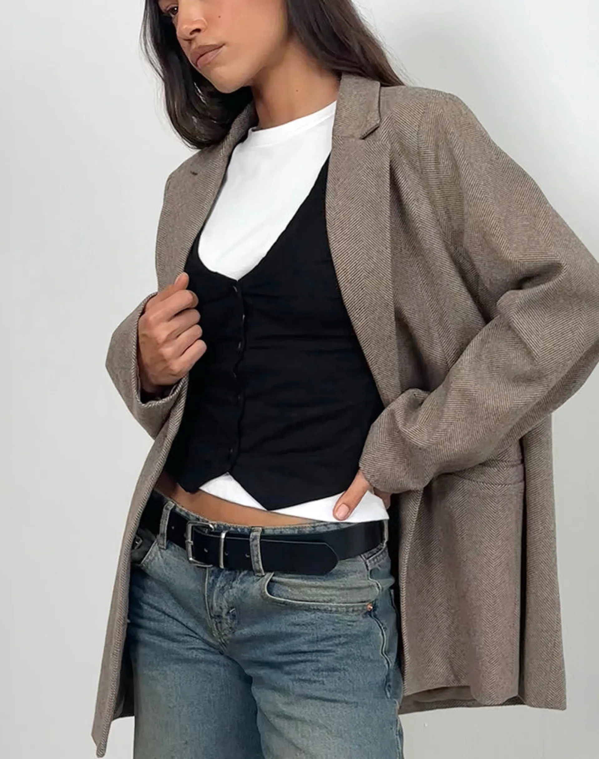 Motel Rocks Tailoring | Co-Ords-Cyna Button Through Vest Top in Black Linen BlackLinen