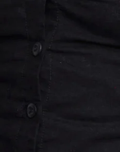 Motel Rocks Tailoring | Co-Ords-Cyna Button Through Vest Top in Black Linen BlackLinen