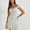 Motel Rocks Day Dresses | Party Dresses-Cynthia Mini Dress in Shimmer Rib Ivory ShimmerRibIvory