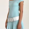 Motel Rocks Bodycon Dresses | Mini Dresses-Cynthia Mini Dress in Shimmer Rib Light Blue ShimmerRibLightBlue