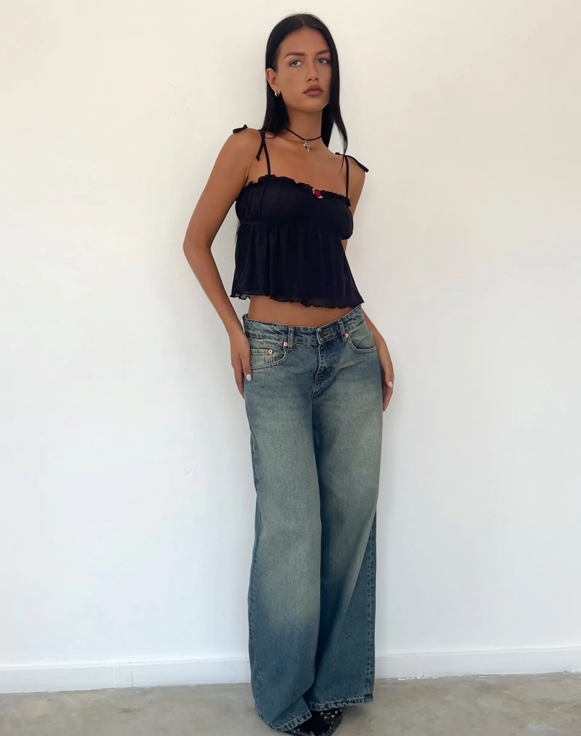 Motel Rocks Strappy Tops | Going Out Tops-Damaris Cami Top in Black with Black Binding BlackwithBlackBinding