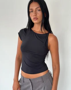 Motel Rocks Basics | Basic Tops-Dannas Asymmetric Top in Black