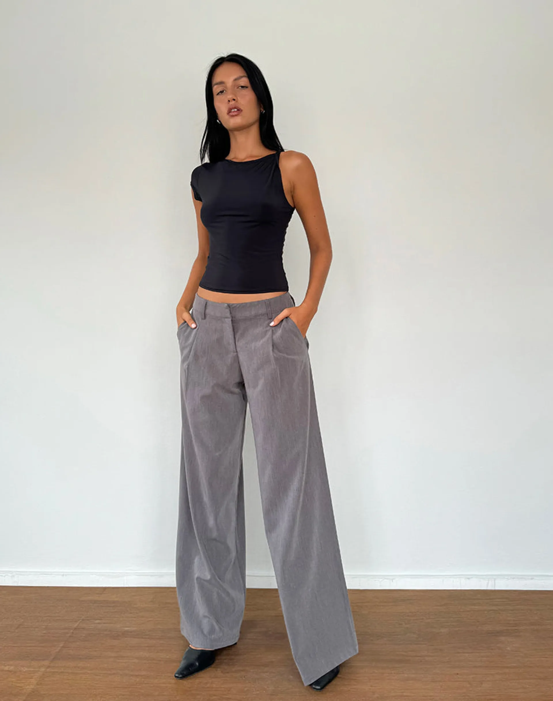 Motel Rocks Basics | Basic Tops-Dannas Asymmetric Top in Black