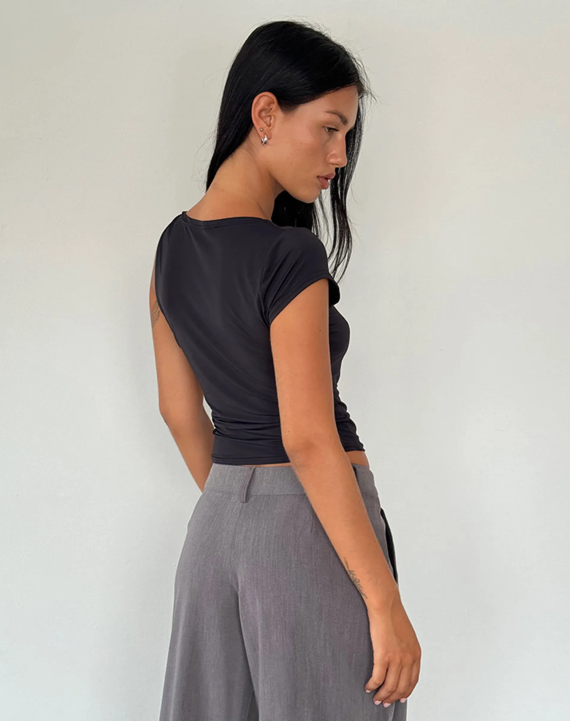 Motel Rocks Basics | Basic Tops-Dannas Asymmetric Top in Black