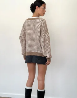 Motel Rocks Cardigans-Danov Cardigan in Brown Gingham