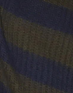 Motel Rocks Basics | Jumpers-Daren Knitted Oversized Jumper in Khaki and Navy Blue Stripe KhakiandNavyBlueStripe
