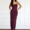 Motel Rocks Bodycon Dresses | Maxi Dresses-Darsih Cami Maxi Dress in Paisley Lace Burgundy PaisleyLaceBurgundy