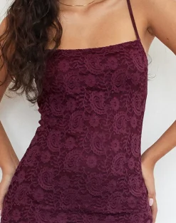 Motel Rocks Bodycon Dresses | Maxi Dresses-Darsih Cami Maxi Dress in Paisley Lace Burgundy PaisleyLaceBurgundy