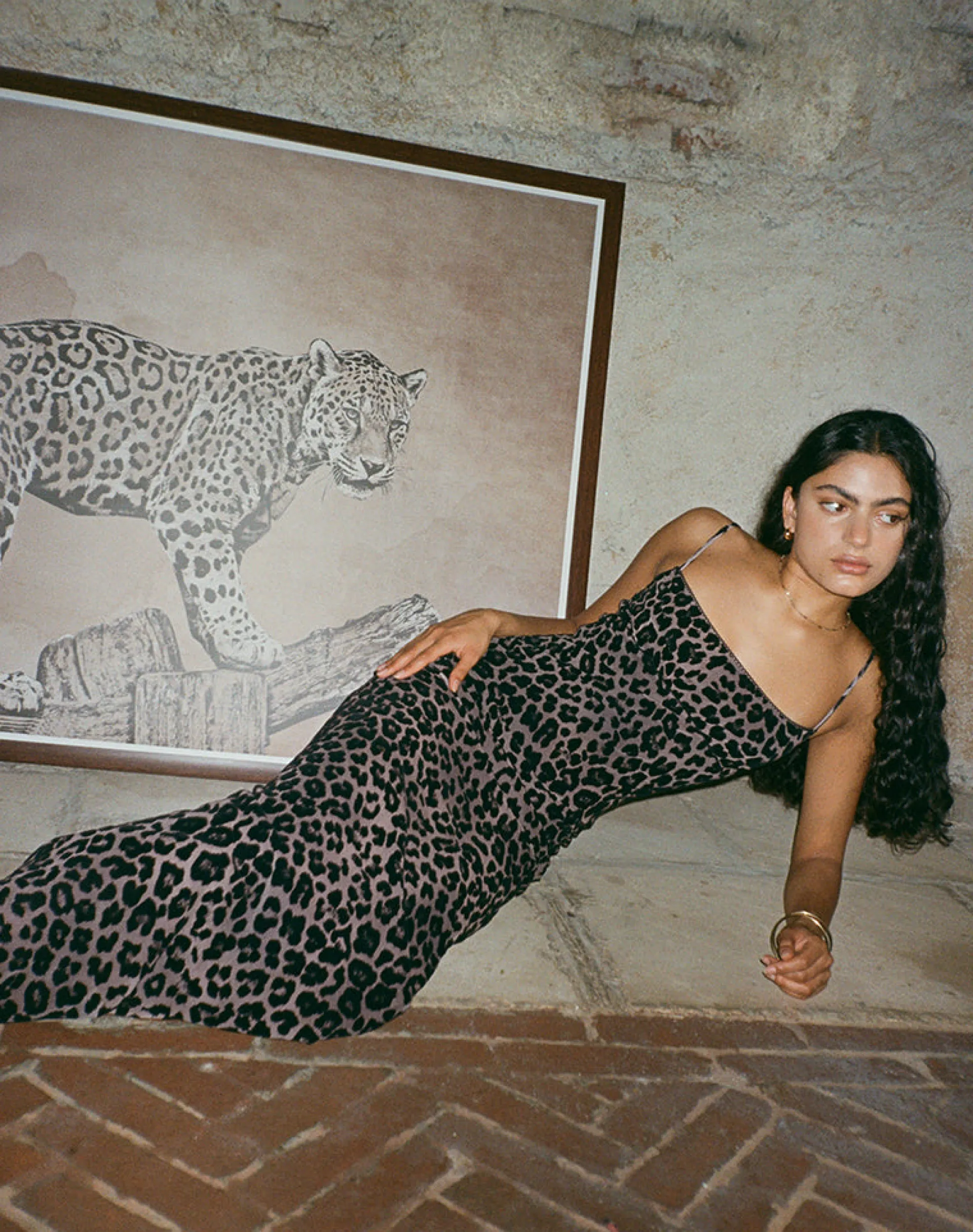 Motel Rocks Printed Dresses | Bodycon Dresses-Darsih Maxi Dress in Flocked Rar Leopard FlockedRarLeopard