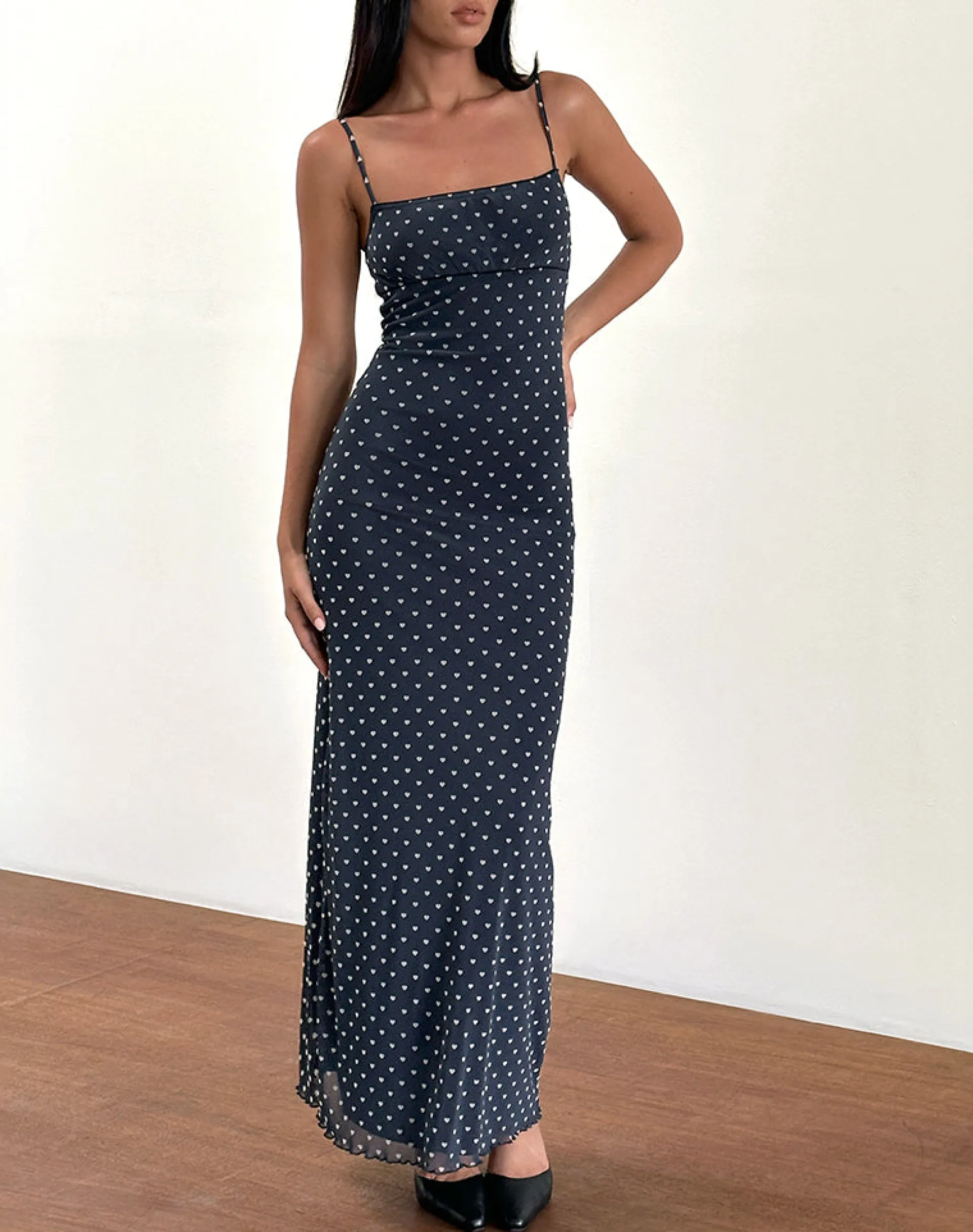 Motel Rocks Printed Dresses | Maxi Dresses-Darsih Maxi Dress in Heart Flock Navy and Yellow HeartFlockNavyandYellow