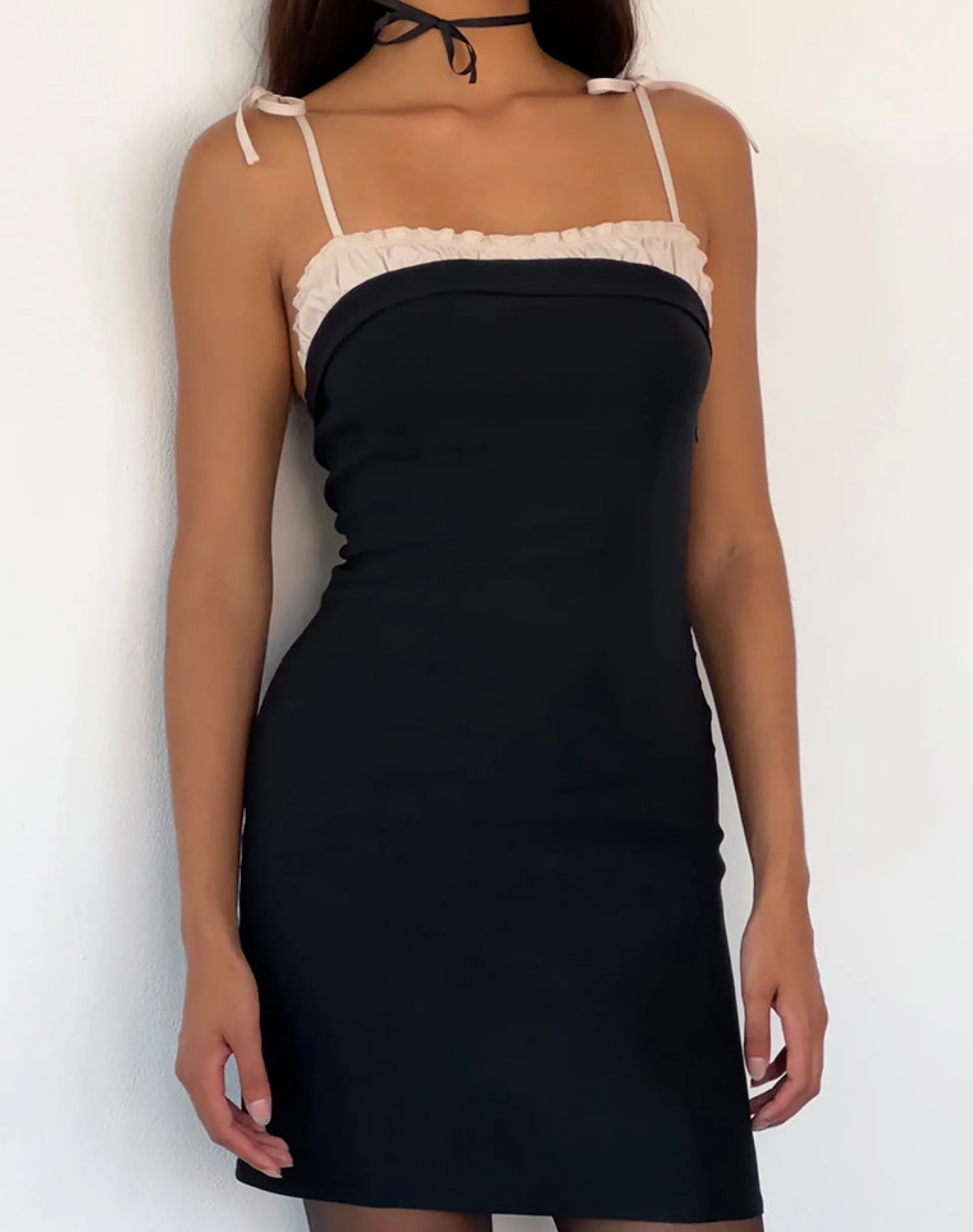 Motel Rocks Basics | Day Dresses-Daruka Mini Dress in Satin Black