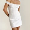 Motel Rocks Day Dresses | Mini Dresses-Dasilita Off Shoulder Mini Dress in White Poplin