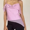 Motel Rocks Strappy Tops | Going Out Tops-Davila Chiffon Top in Pink Shimmer PinkShimmer