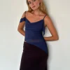 Motel Rocks Strappy Tops | Going Out Tops-Davila Top in Chiffon Ocean Storm ChiffonOceanStorm