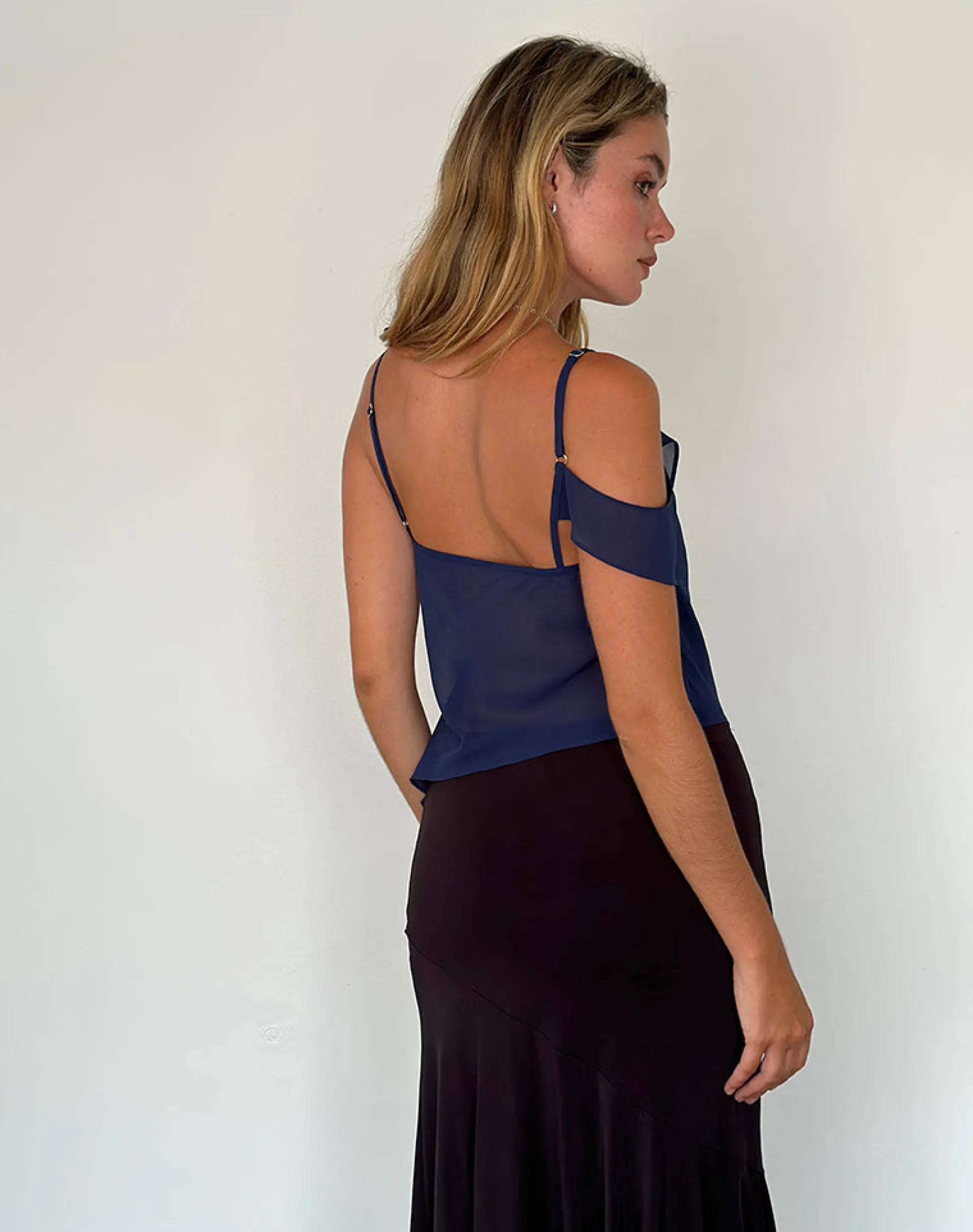 Motel Rocks Strappy Tops | Going Out Tops-Davila Top in Chiffon Ocean Storm ChiffonOceanStorm