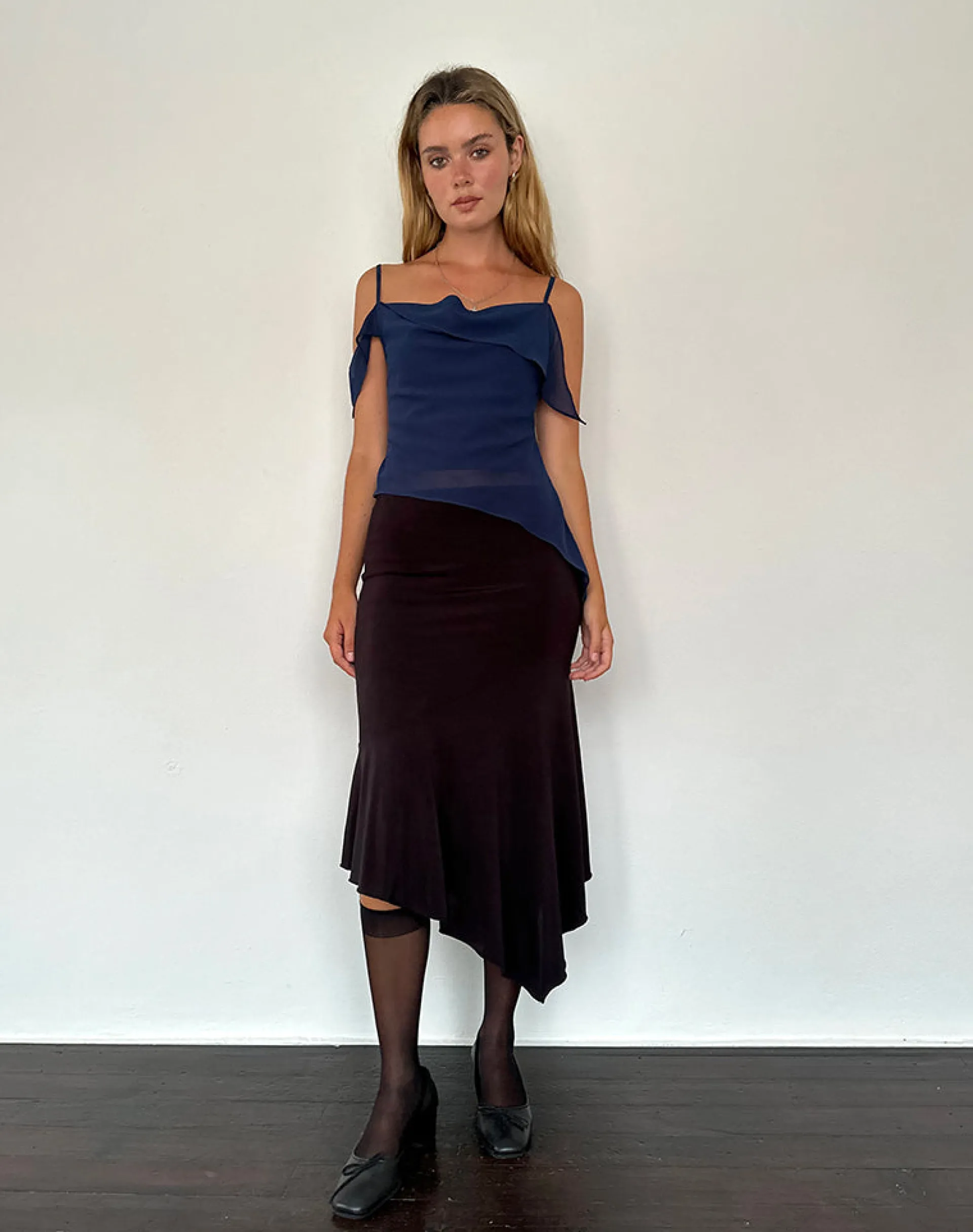 Motel Rocks Strappy Tops | Going Out Tops-Davila Top in Chiffon Ocean Storm ChiffonOceanStorm