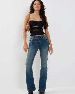 Motel Rocks Basics-Dayu Bandeau Crop Top in black