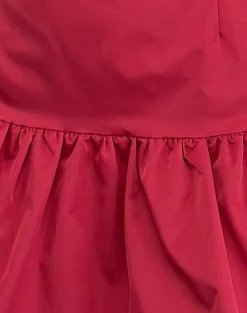 Motel Rocks Bandeau Dresses | Party Dresses-Denama Puffball Mini Dress in Deep Red