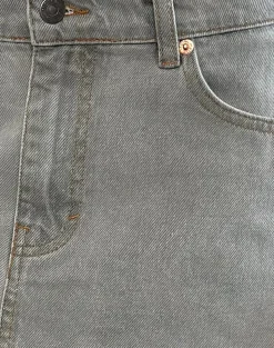 Motel Rocks Denim Skirts | Mini Skirts-Denim Raw Hem Mini Skirt in Grey Bleach GreyBleach