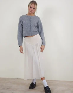 Motel Rocks A Line Skirts | Maxi Skirts-Derika V Waist Maxi Skirt in Cream