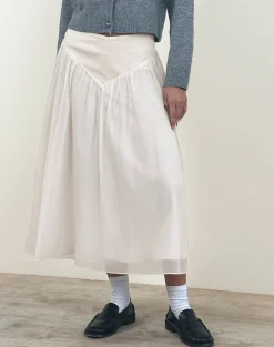 Motel Rocks A Line Skirts | Maxi Skirts-Derika V Waist Maxi Skirt in Cream