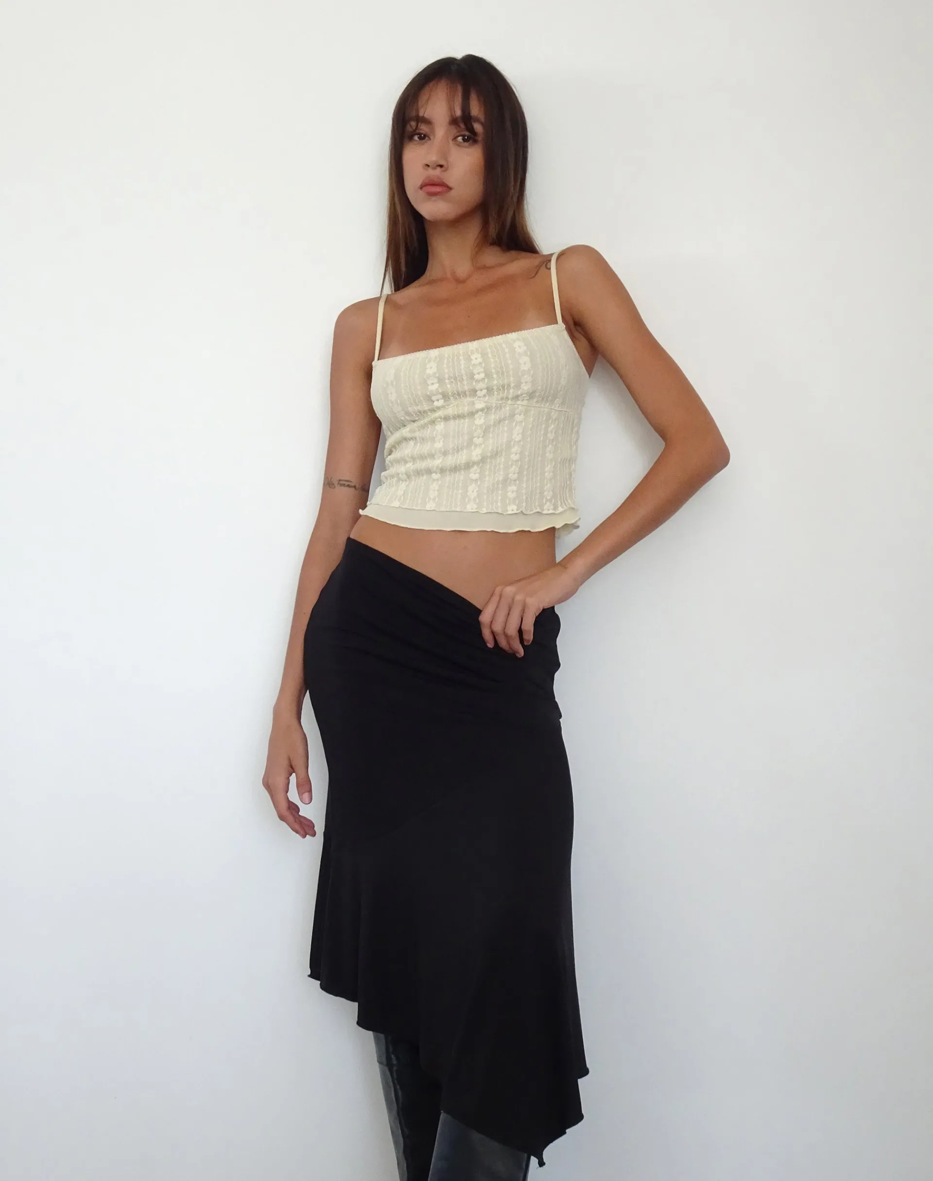 Motel Rocks Vest Tops | Strappy Tops-Deska Cami Top in Lace Ivory LaceIvory