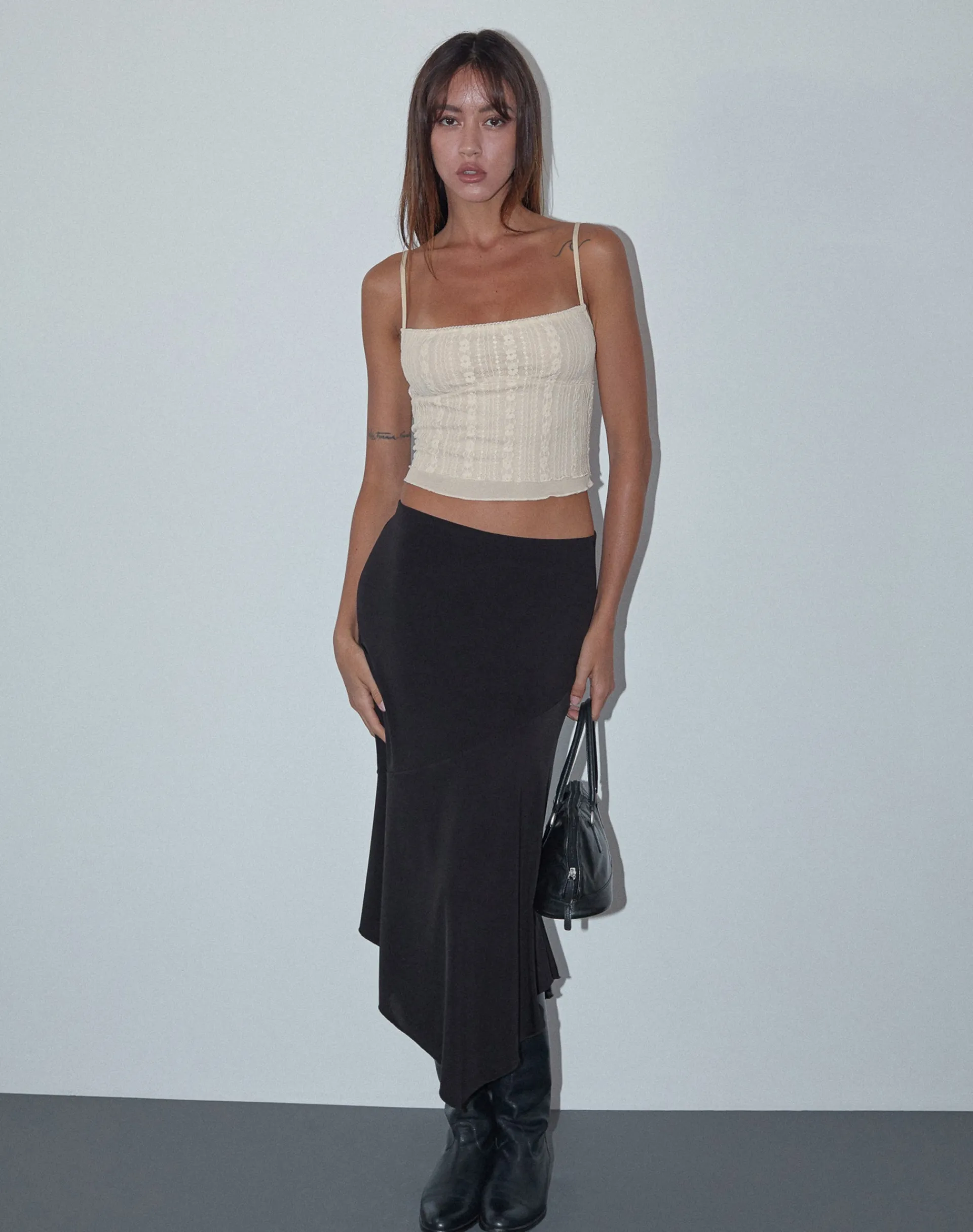 Motel Rocks Vest Tops | Strappy Tops-Deska Cami Top in Lace Ivory LaceIvory