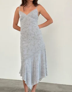 Motel Rocks Printed Dresses | Day Dresses-Devon Midi Dress in Flock Chic Petals Grey