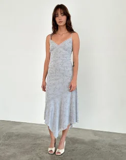 Motel Rocks Printed Dresses | Day Dresses-Devon Midi Dress in Flock Chic Petals Grey