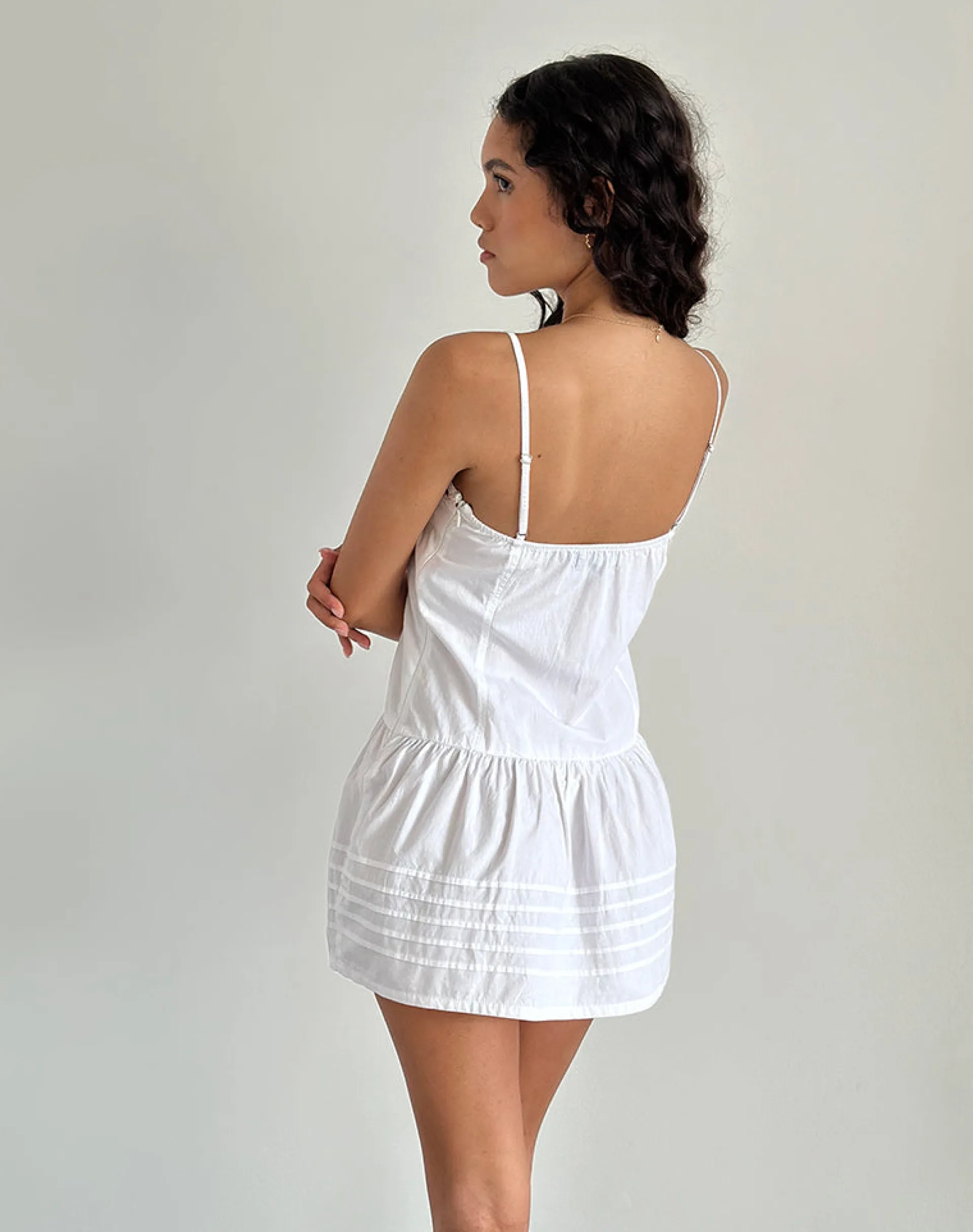 Motel Rocks Day Dresses | Mini Dresses-Dhilla Mini Dress in White Poplin