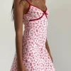 Motel Rocks Printed Dresses | Day Dresses-Dimaya Mini Dress in Girlie Print with Red Binding