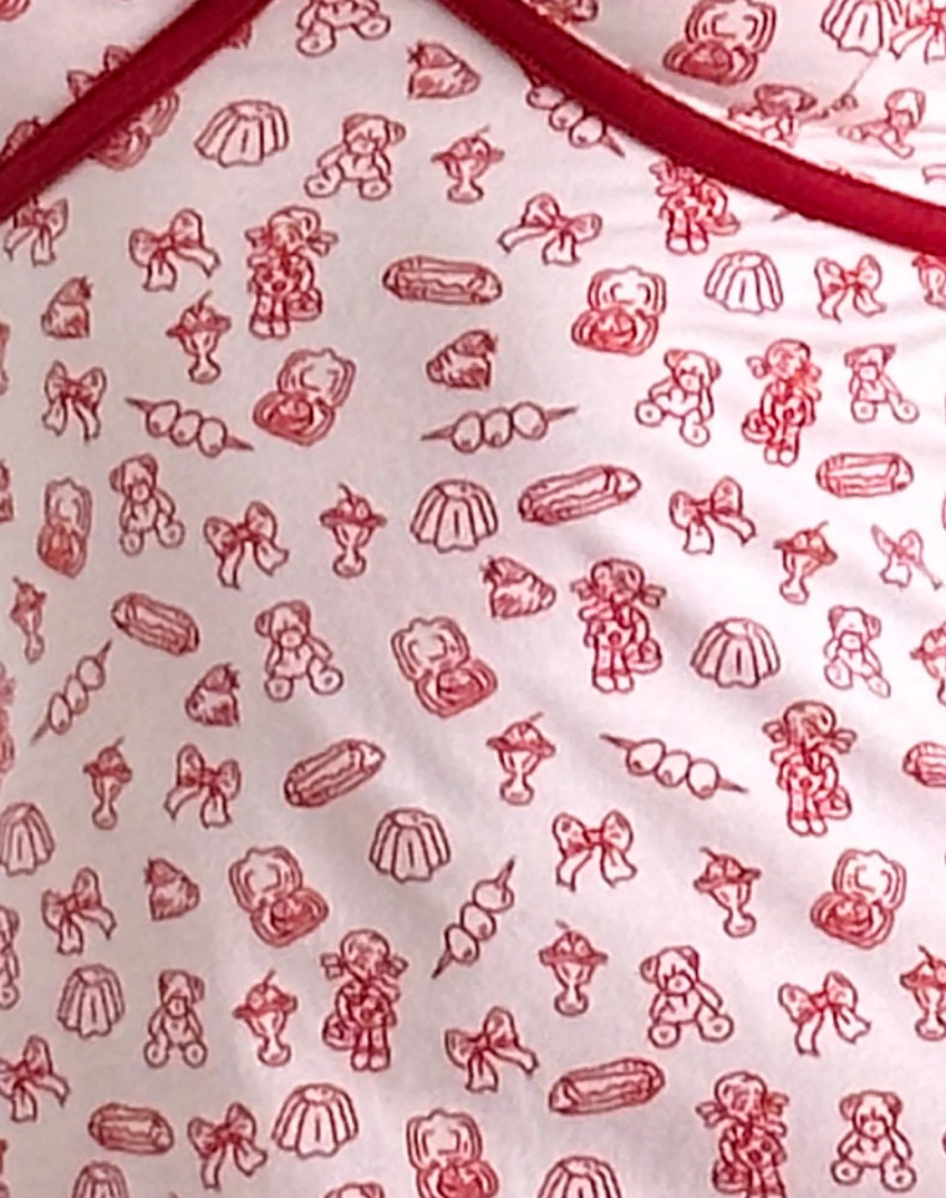 Motel Rocks Printed Dresses | Day Dresses-Dimaya Mini Dress in Girlie Print with Red Binding