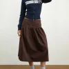 Motel Rocks Midi Skirts-Ditara Midi Skirt in Chocolate Brown