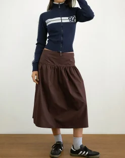 Motel Rocks Midi Skirts-Ditara Midi Skirt in Chocolate Brown
