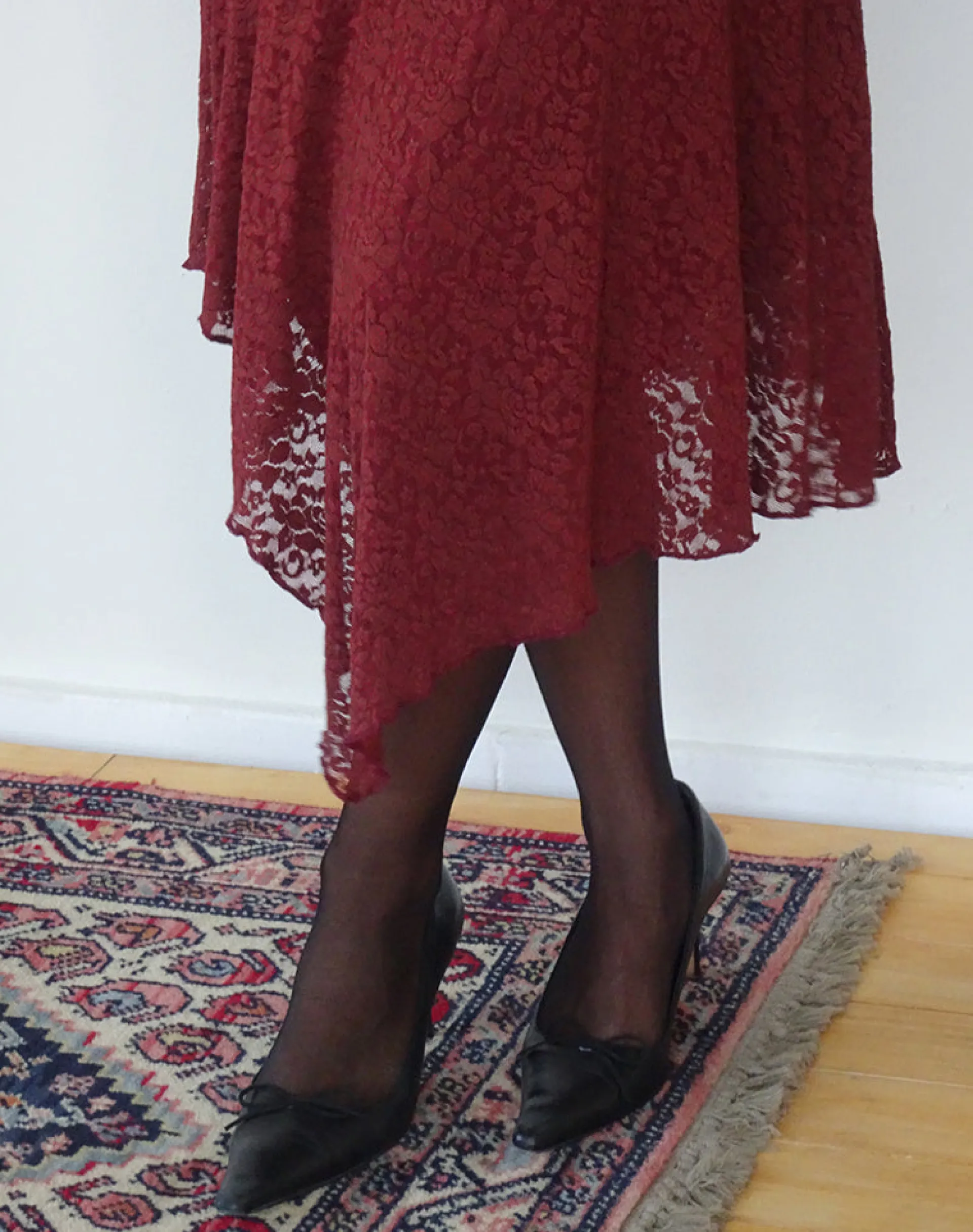 Motel Rocks Bodycon Dresses | Party Dresses-Drusilla Midi Dress in Rose Lace Burgundy