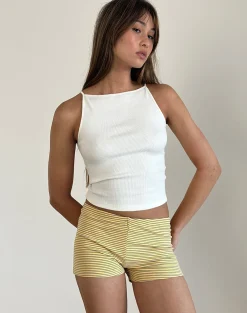Motel Rocks Basic Tops | Vest Tops-Dudley Ribbed Vest Top in Off White OffWhite